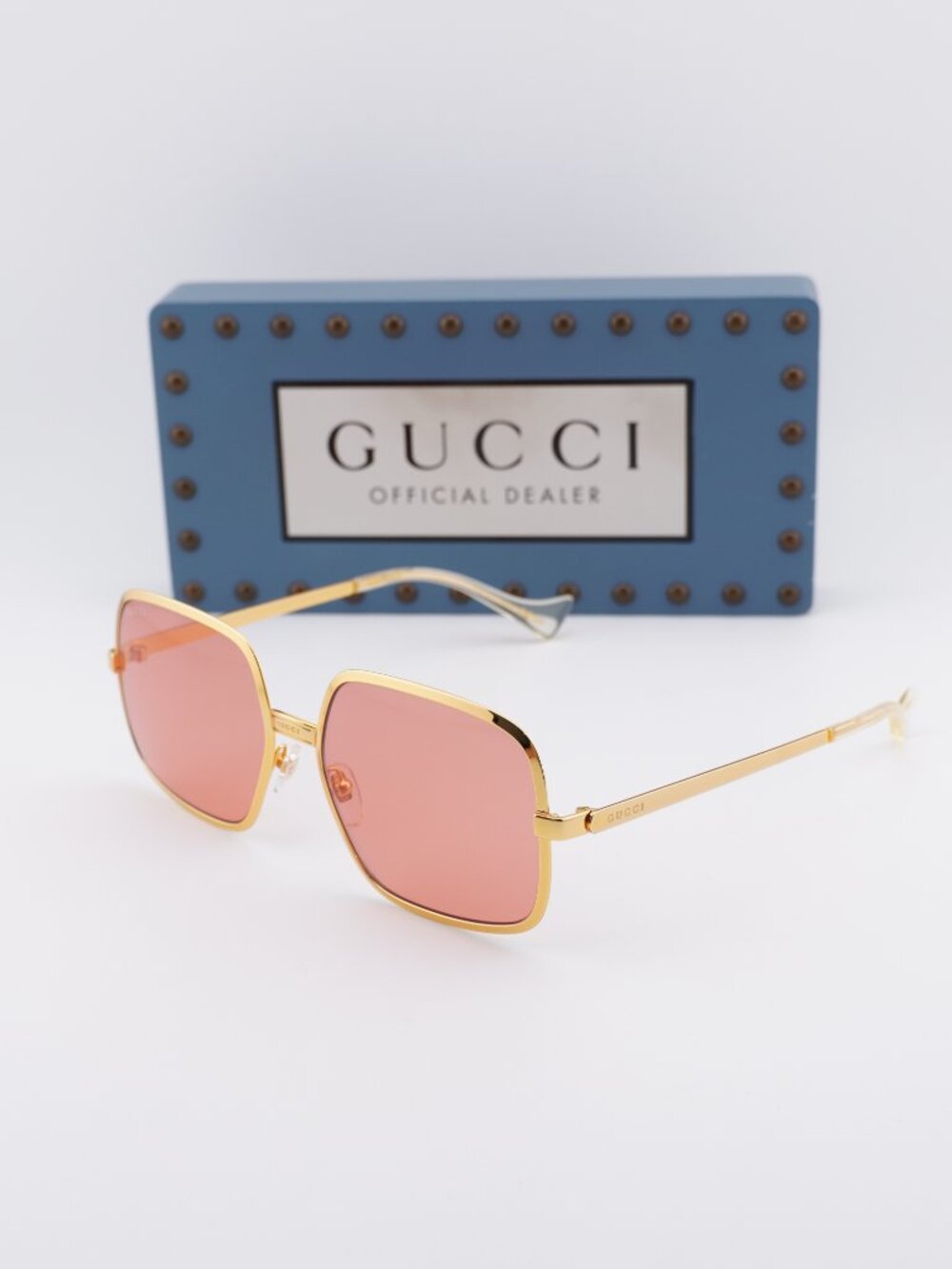 Gucci GG1063S 001 Square Sunglasses - Gold\Red